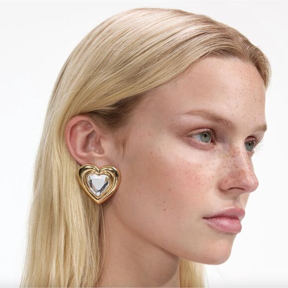 Self-Portrait Gold Crystal Heart Earrings - Picture 1 of 9